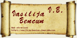 Vasilija Bencun vizit kartica